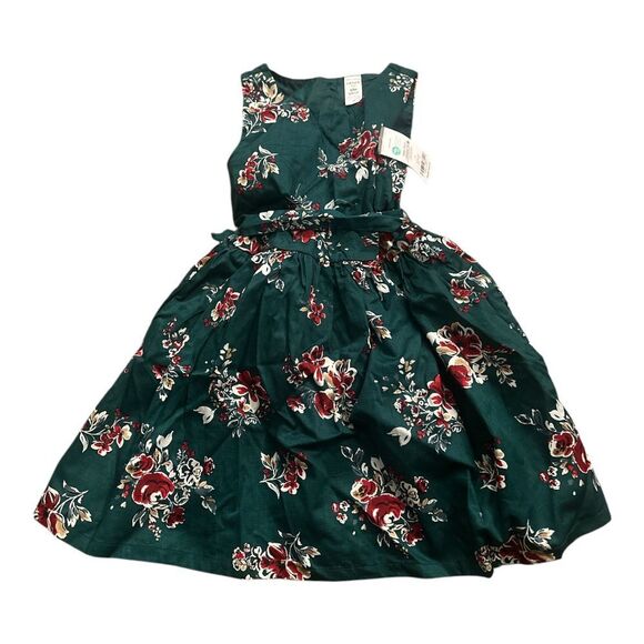 Carters Girls Green Floral Sateen Dress, Size 6/6x - Picture 2 of 7